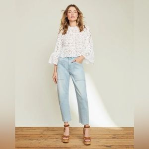 Veronica Beard Charlie Barrel Leg High Rise Jeans